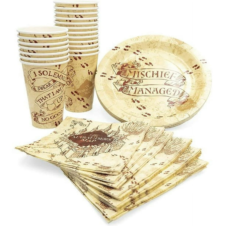 Harry Potter Marauders Map 60 Piece Party Tableware Set, Cups, Plates