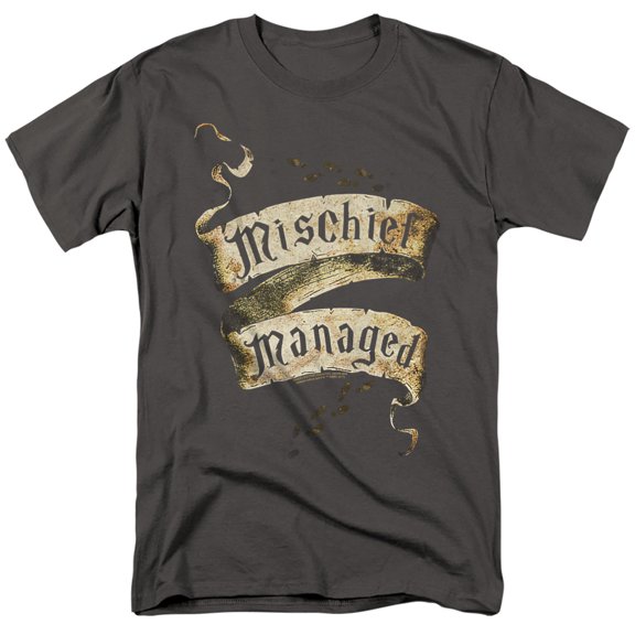 Harry Potter Mischief Managed Unisex Adult T Shirt, Charcoal, Small