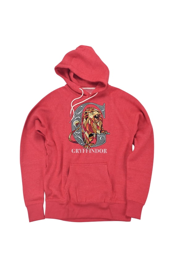Mosaic Gryffindor With Lion Unisex Adult Slim Fit Pull-Over Heather Hoodie, Red, Small