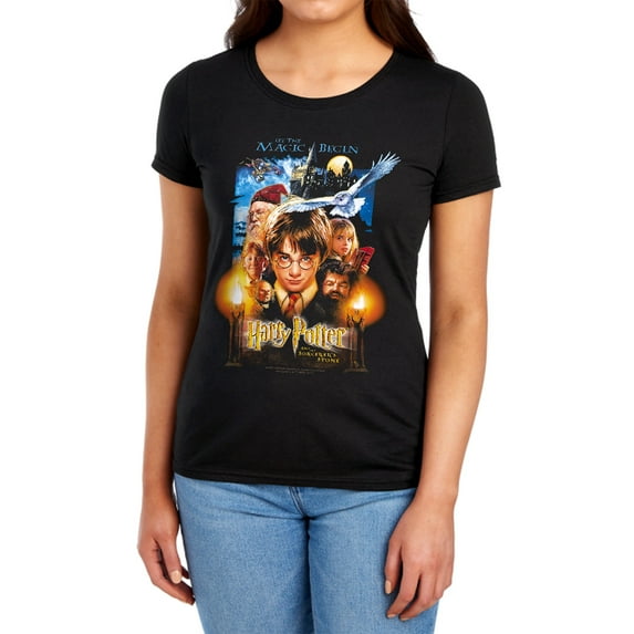 Harry Potter Movie Poster Women's T Shirt (Large) Black