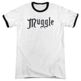thumbnail image 1 of Harry Potter Muggle Adult Ringer T-Shirt White Black, 1 of 2