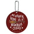 thumbnail image 1 of Harry Potter My Other Ride Is a Nimbus 2000 Round Luggage ID Tag Card Suitcase Carry-On, 1 of 8