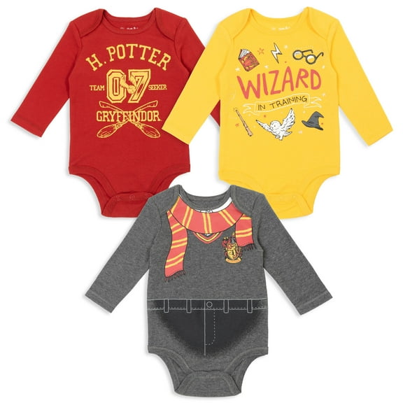 Harry Potter Newborn Baby Boys 3 Pack Bodysuits Newborn to Infant