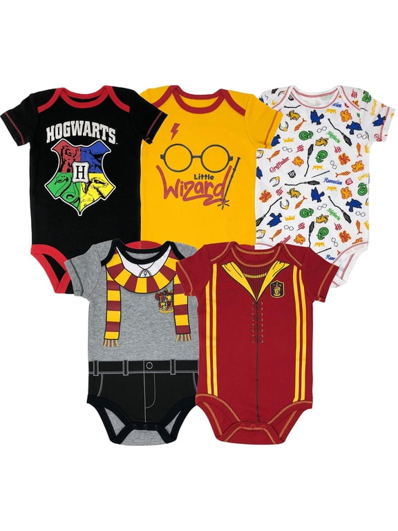 Harry Potter Newborn Baby Boys 5 Pack Bodysuits Newborn to Infant