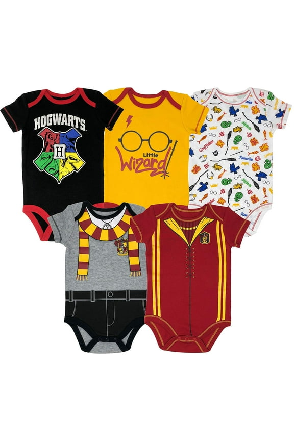 Harry Potter Newborn Baby Boys 5 Pack Bodysuits Newborn to Infant