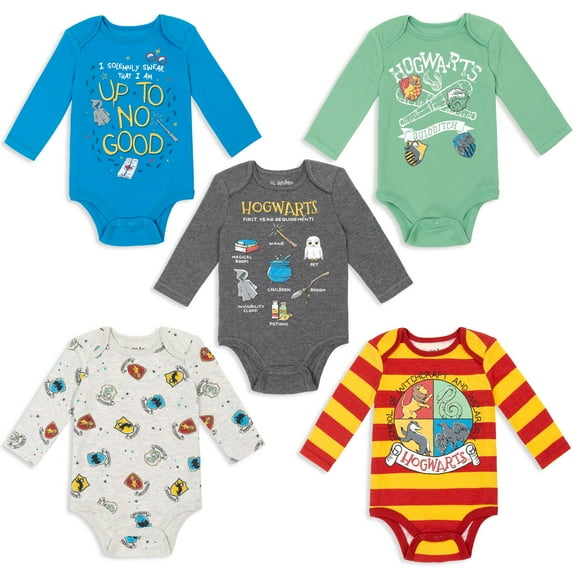 Harry Potter Newborn Baby Boys 5 Pack Bodysuits Newborn to Infant