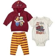 Harry Potter Newborn Baby Girls Fleece Pullover Hoodie Bodysuit and Pants 3 Piece Outfit Set Newborn to Infant