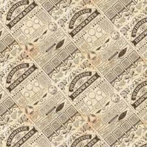 Harry Potter Newspaper Quidditch Cotton Fabric