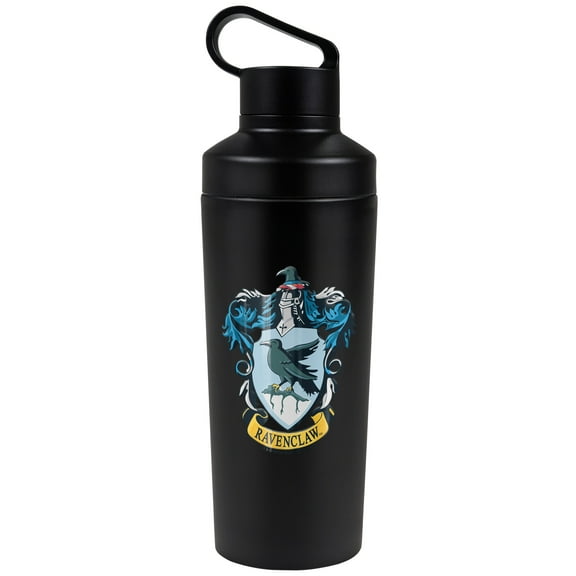Harry Potter Official Ravenclaw Crest 18 oz Insulated Water Bottle, Leak Resistant, Vacuum Insulated Stainless Steel with 2-in-1 Loop Cap