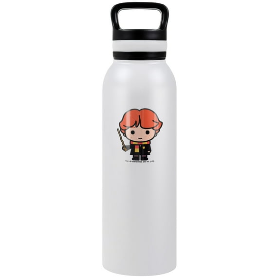 Harry Potter Official Ron Cute Chibi Character 24 oz Insulated Canteen Water Bottle, Leak Resistant, Vacuum Insulated Stainless Steel with Loop Cap, White