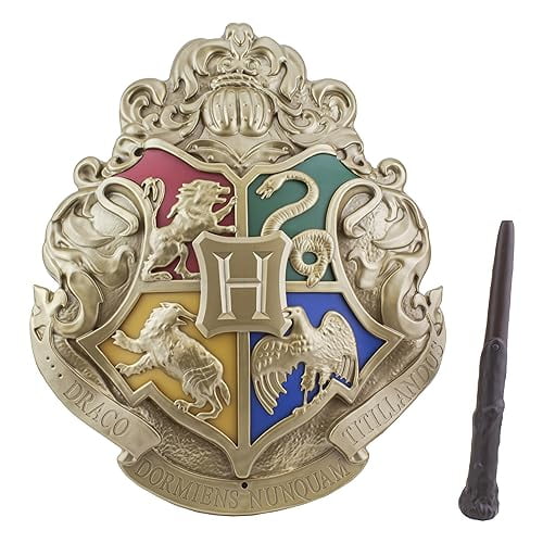Harry Potter Officially Licensed Hogwarts Crest Light Sign with Noble Wand Remote Control Wall Mountable or Free-Standing Room Decor, Collectible Gifts for Harry Potter Wizards Fans | Paladone