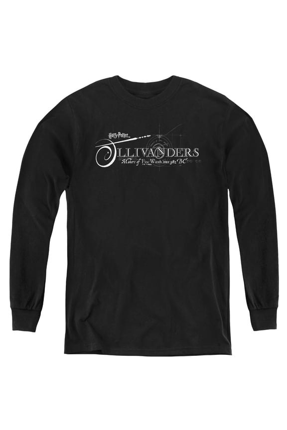 Ollivanders Wand Makers Youth Long Sleeve T Shirt, Black, Large