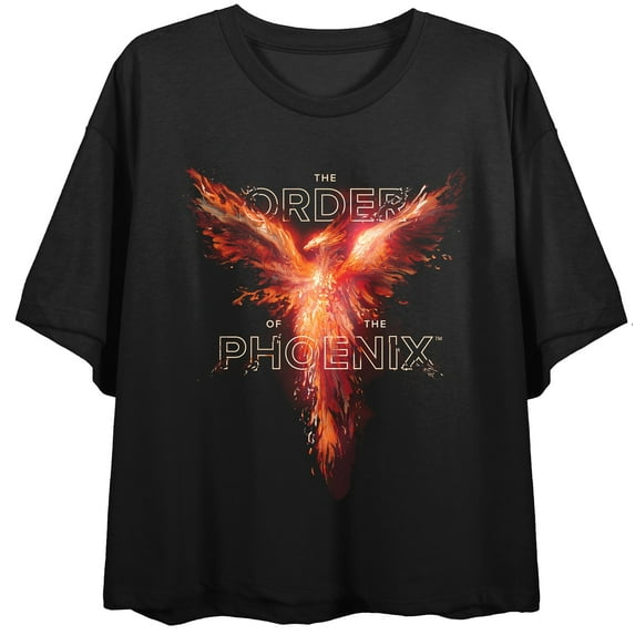 Harry Potter Order Of The Phoenix Graphic Print Juniors Black Crop Top-Small