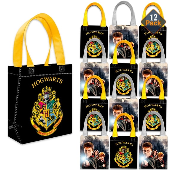 Harry Potter Party Favor Bags Set – 12 Pack 8" Hogwarts Goodie Bags for Kids Bulk Reusable Mini Totes | Harry Potter Birthday Party Supplies