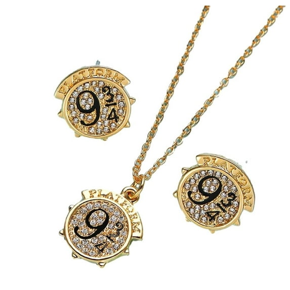 Harry Potter Platform 9 3/4 Metal Pendant Necklace And Earrings Set