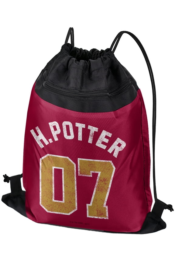 Harry Potter Potter Jersey Drawstring Backpack Sports Bag Sackpack 17" x 13", Perfect for Gym, Yoga or Practice