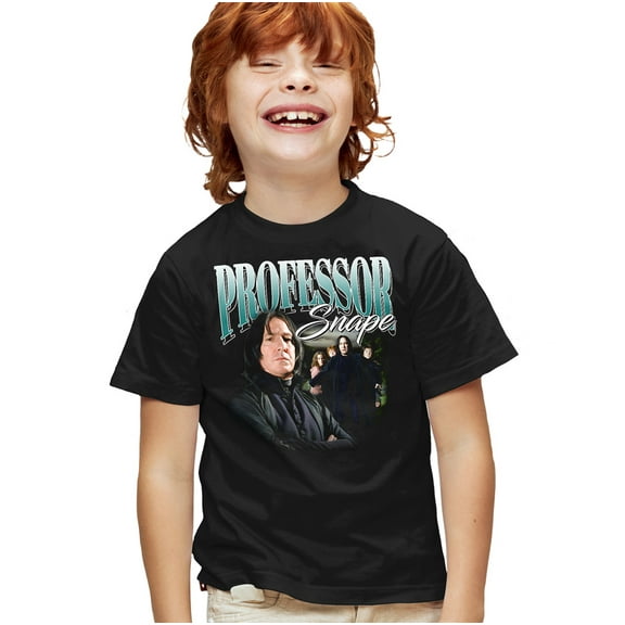 Harry Potter Professor Snape Homage Kids T Shirt for Youth Boys and Girls, Black, Medium