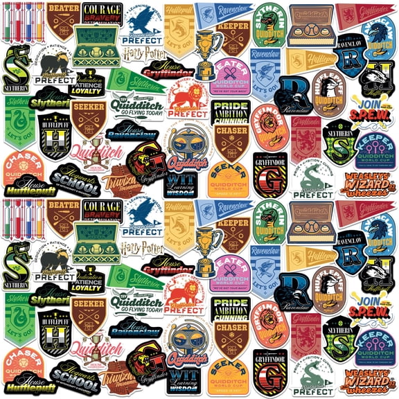 Harry Potter Quidditch Badge Theme 200ct Vinyl Decals  House Emblems, Team Icons & Wizarding World Designs for Laptop, Water Bottle, Scrapbooking, Tablet, Indoor & Outdoor