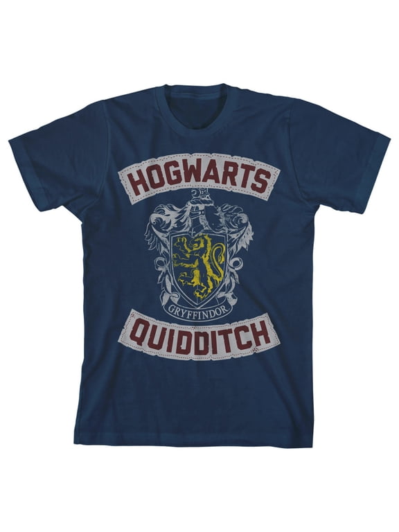 Harry Potter Quidditch Gryffindor Crest Boy's Navy T-shirt-XS
