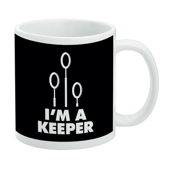 Harry Potter Quidditch I'm a Keeper Ceramic Coffee Mug, Novelty Gift Mugs for Coffee, Tea and Hot Drinks, 11oz, White