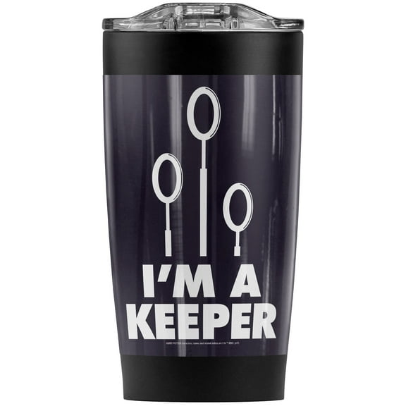 Harry Potter Quidditch I'M A Keeper Stainless Steel Tumbler 20 oz Coffee Travel Mug/Cup, Vacuum Insulated & Double Wall with Leakproof Sliding Lid | Great for Hot Drinks and Cold Beverages