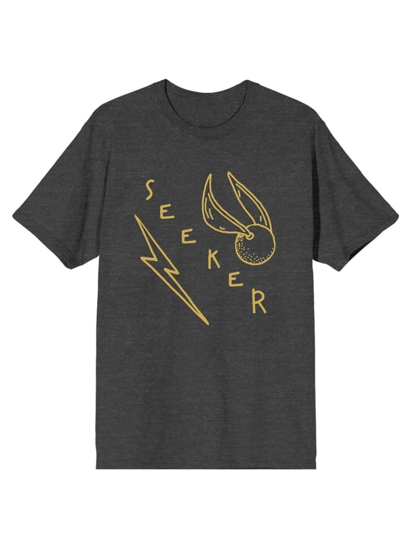 Harry Potter Quidditch Seeker Line Art Men's Charcoal Heather T-shirt-XXL