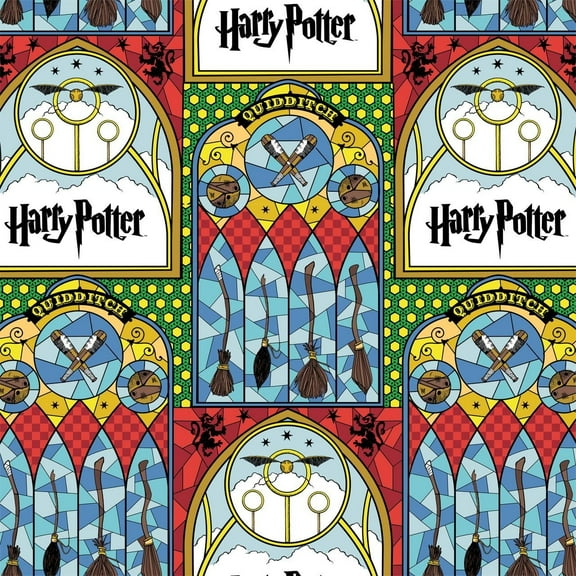 Harry Potter™ Quidditch™ Stained Glass Cotton Fabric (1 Yard)