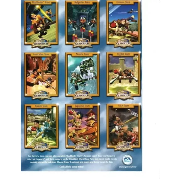 Harry Potter Quidditch World Cup EA Games 2003 SI for Kids 9 card sheet