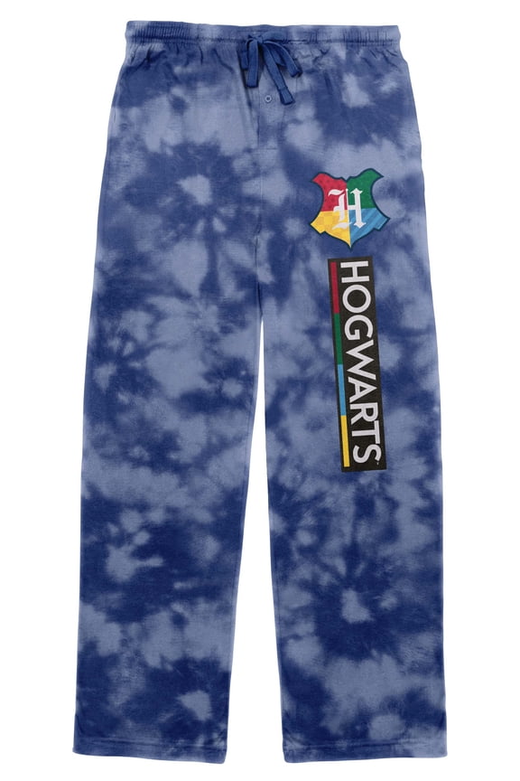 Harry Potter Rainbow Hogwarts Crest Cloud Blue Graphic Pajama Pants-3XL