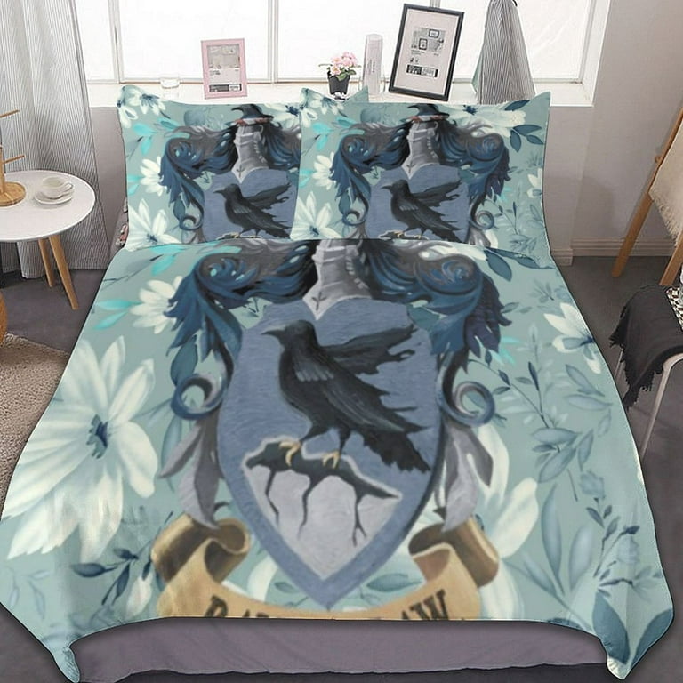 Harry Potter Ravenclaw 3-Piece Bedding Set 79 inchx90 inch Duvet Cover & 2 Pillow Shams Set Soft Bed Sheets, Size: 79 x 90, Black