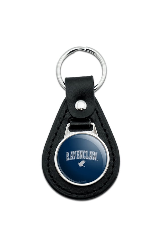 Harry Potter Ravenclaw Arched Raven Black Leather Keychain