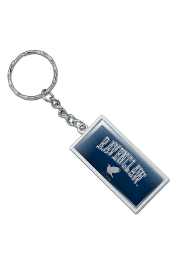Harry Potter Ravenclaw Arched Raven Rectangle Keychain in Chrome Plated Metal