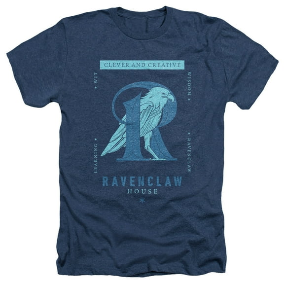 Harry Potter Ravenclaw Clever and Creative Unisex Adult Heather T Shirt, Navy Heather, Medium