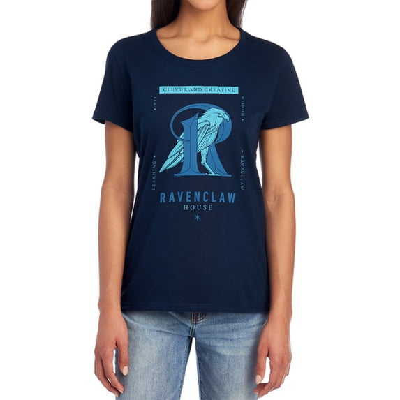 Harry Potter Ravenclaw Clever and Creative Women's T Shirt, Navy, 2X-Large