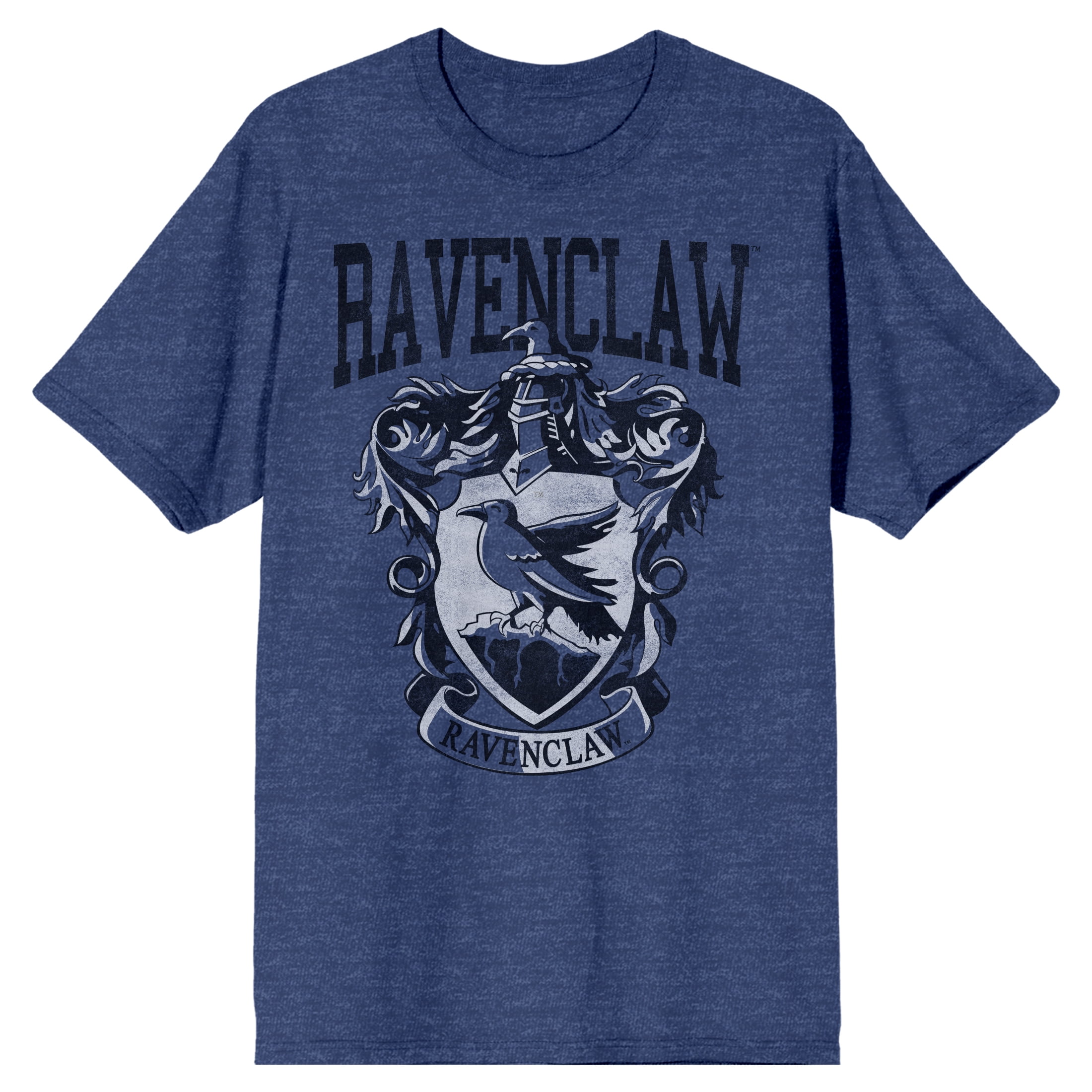 Navy Harry Crest Men\'s T-shirt-Large Heather Ravenclaw Potter