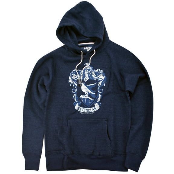 Harry Potter Ravenclaw Crest Unisex Adult Slim Fit Pull-Over Heather Hoodie, Navy, Medium