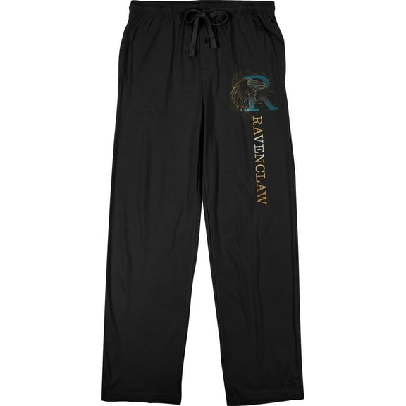 Harry Potter Ravenclaw Eagle Men's Black Drawstring Sleep Pajama Pants-L