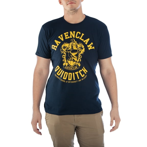 Harry Potter Ravenclaw House Crest Quidditch Men's Navy Graphic Tee Shirt- XL