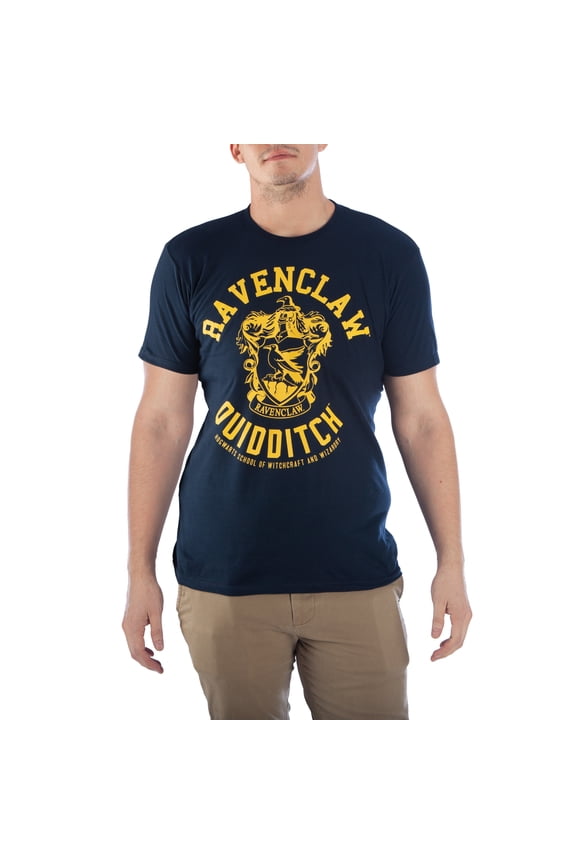 Harry Potter Ravenclaw House Crest Quidditch Men's Navy Graphic Tee Shirt- XL