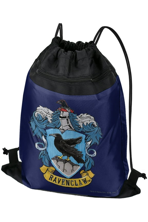 Harry Potter Ravenclaw Painted Crest Drawstring Backpack Sports Bag Sackpack 17" x 13", Perfect for Gym, Yoga or Practice
