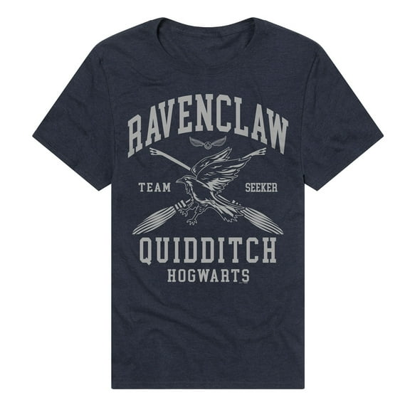Harry Potter Ravenclaw Quidditch Arch Unisex Adult Heathered Premium T Shirt (2X-Large) Navy