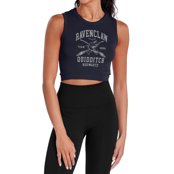 Harry Potter Ravenclaw Quidditch Arch Women's Sleeveless Crop Top Tank, Navy, X-Small