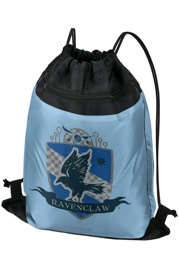 Harry Potter Ravenclaw Quidditch Shield Drawstring Backpack Sports Bag Sackpack 17" x 13", Perfect for Gym, Yoga or Practice