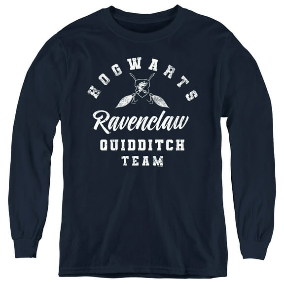 Harry Potter Ravenclaw Quidditch Youth Long Sleeve T Shirt, Navy, Medium