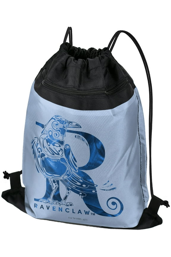 Harry Potter Ravenclaw R Drawstring Backpack Sports Bag Sackpack 17" x 13", Perfect for Gym, Yoga or Practice