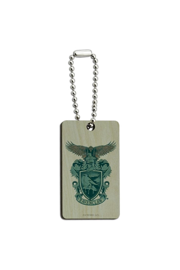 Harry Potter Ravenclaw Raven Crest Wood Wooden Rectangle Keychain Key Ring