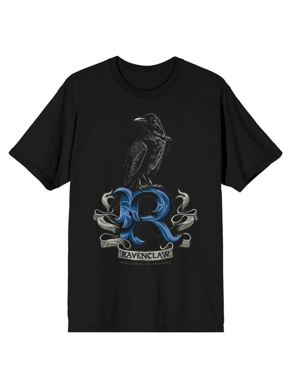 Harry Potter Ravenclaw Raven Men's Black T-shirt-4XL