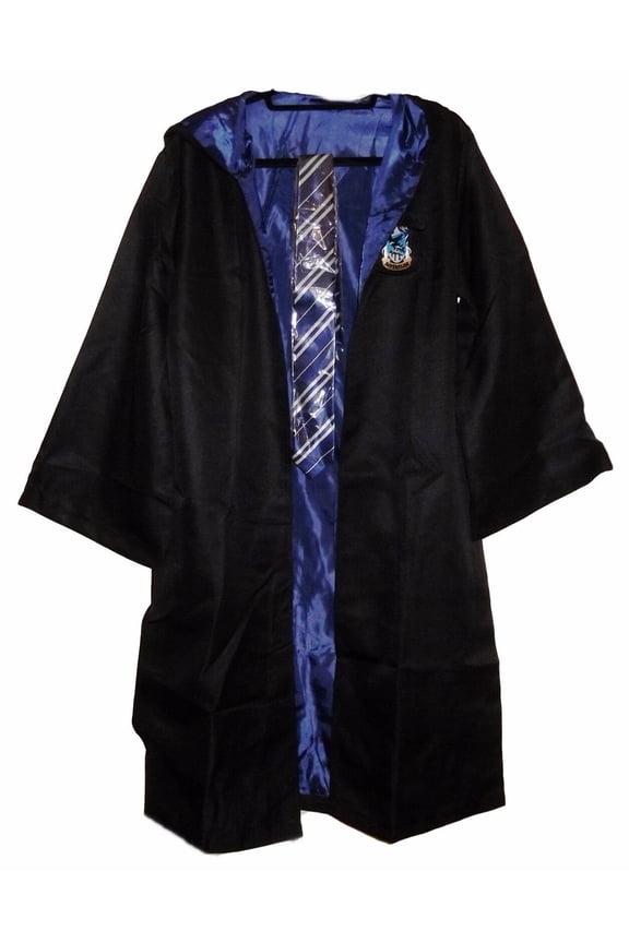 Harry Potter Ravenclaw School Crest Adult Size ROBE w/Hood and Tie Size L