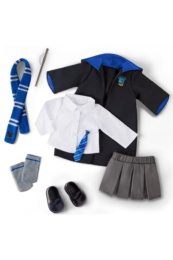 Ravenclaw School Uniform with Wand for 18-inch Dolls Toys Kids 5 Years +