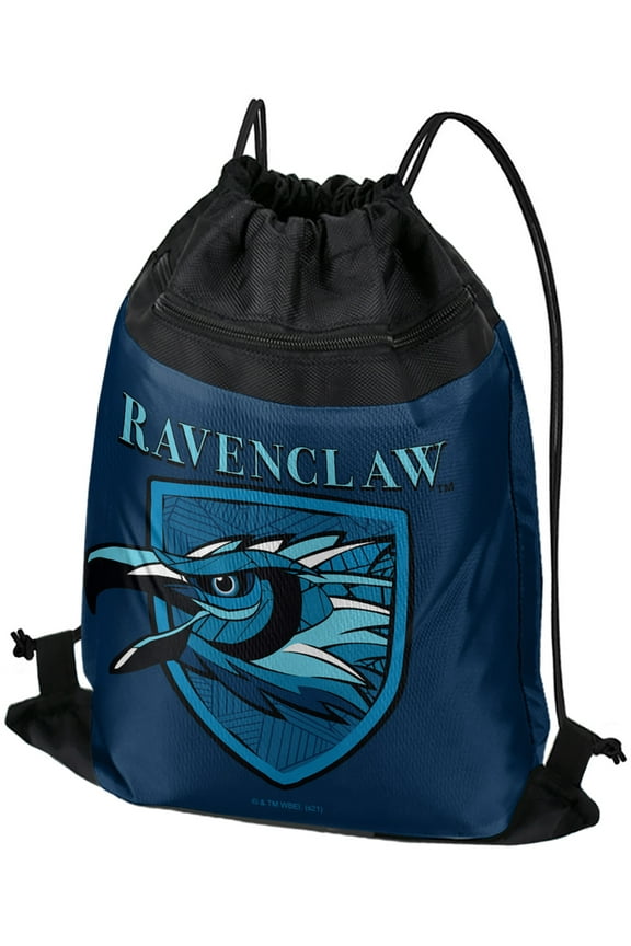 Harry Potter Ravenclaw Stain Glass Drawstring Backpack Sports Bag Sackpack 17" x 13", Perfect for Gym, Yoga or Practice